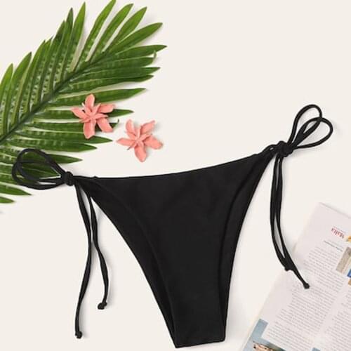 Sexy Women Bikini Briefs Black Padded Swimwear Bottom Bathing Suit Tangas Beachwear Swimming Thongs Womens Swimwear Bottoms New