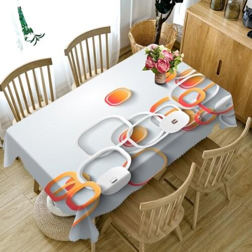 Senisaihon 3D Tablecloth Yellow Geometric Circle Pattern Polyester Dustproof Table cloth Christmas Dinner Decoration Table Cover