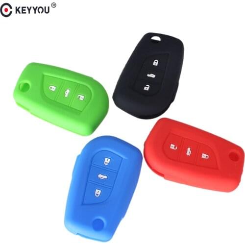 KEYYOU Silicone Car Remote Key Fob Cover Case 3 Buttons For Toyota Auris Corolla Camry Avensis Verso Yaris Aygo Scion TC IM Key