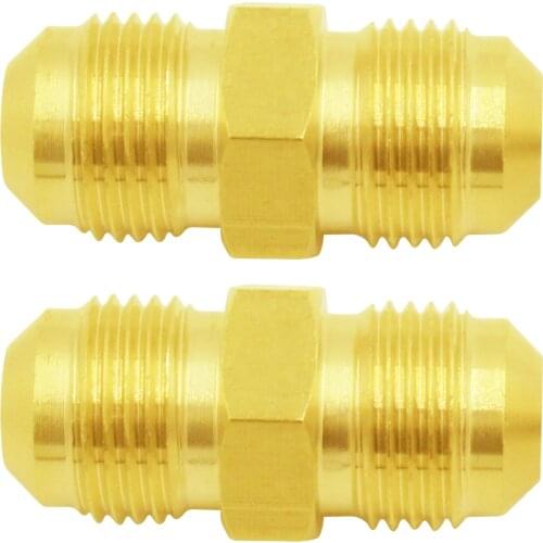 Earth Star 3/8" Male Flare Thread Coupling Fittings Propane BBQ Grill Brass Union Adapter Pack of 2