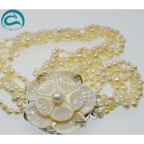 Unique Pearls jewellery Store AAA High Quality natural Freshwater Pearl Necklace For Women 3 Colors 6-8mm Pearl Jewelry 45cm