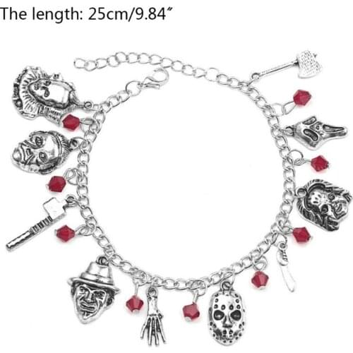 Horror Movie Charm Bracelet Ghost Chain Men Women Halloween Costume Jewelry Gift F3MD