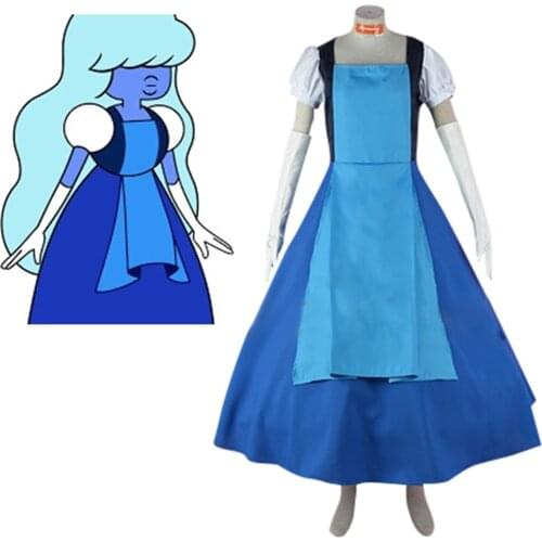 Steven Universe Cosplay Sapphire Costume Princess Dress Halloween Carnial Cosplay Costume For Women