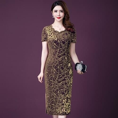 2021 High Quality Autumn Women Dress Plus Size Cheongsam Mother Elegant Temperament Wedding Banquet Dresses