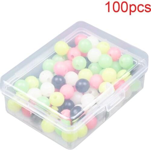 100pcs/box Fish Eye Fishing Beads 6mm Luminous Mixed Color Plastic Fishing Beads Rigs Taxes DIY Fishing Tackle Accessories