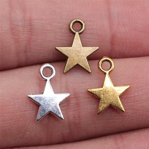 11x8mm 3 Colors Antique Gold Antique Bronze Tiny Star Charm Star Pendant lot For Jewelry Making