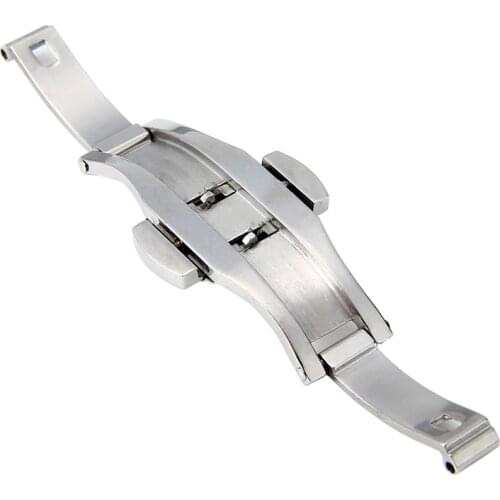 18mm 21mm Automatic Double Click Butterfly Buckle Stainless Steel Push Button Fold Deployment Clasp Strap Buckle For Watch