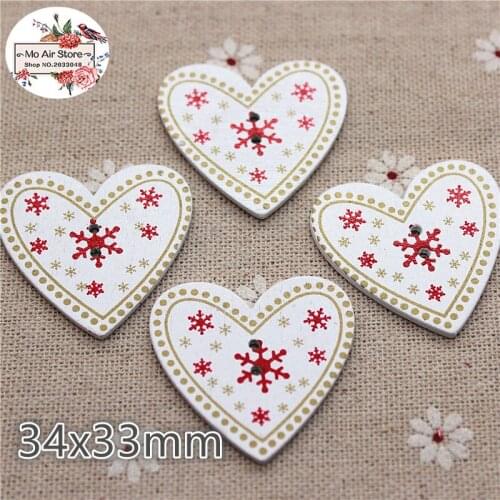 20pcs painting heart Wooden Decorative Button 2 Holes Fit Sewing DIY Scrapbooking Craft