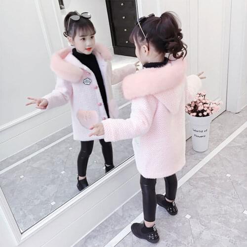2019 Baby Teenage Winter Thick Children Parka Kids Girls Soft Faux Fur Fleece Hooded Coats Down Jackets Clothes