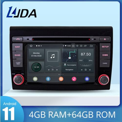 LJDA Android 10.0 Car Multimedia Player For Fiat Bravo 2007-2010 GPS Navigation DVD CD Video Stereo Car Radio 4G+64G Stereo WIFI
