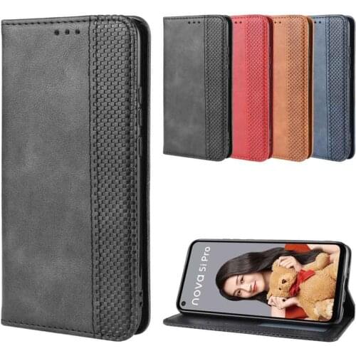 Leather phone case for Huawei Nova 5i pro 5T / Mate 30 lite / Nova5T / 3e back Cover Flip wallet with stand Retro Coque