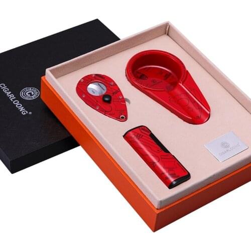 CIGARLOONG Cigar Ashtray 3pcs gift box cigar cutter cigar ashtray cigar lighter CQ-0020