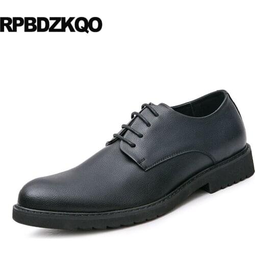 European Business Height Increasing Brogue Italian Wingtip Waterproof Black Office Formal Elevator Men Rubber Sole Dress Shoes