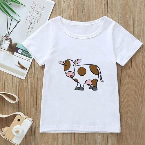 Kawaii Harajuku Cows Cartoon T shirt For Children Vegan xxx Boys and Girls Clothes Brands Tops Tumblr Korean Ulzzang Kids Tees