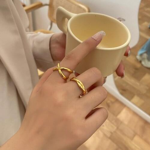 MEETSOFT Office S925 Sterling Silver feather cross line open Adjustable Ring for Women Party Fine Jewelry wholesale Accessory