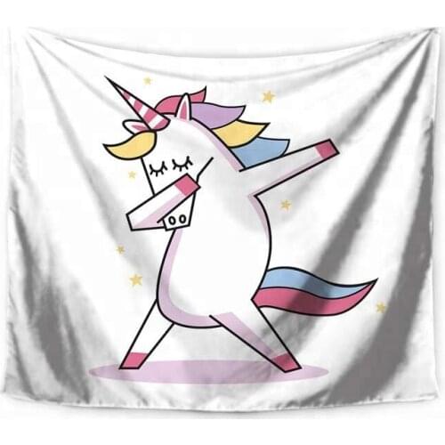 Cute cartoon unicorn tapestry wall blanket background cloth childrens home bedroom decoration