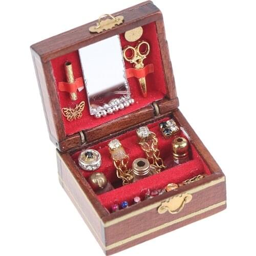 1Set Mini Jewelry Box Model Dollhouse Miniatures Children DIY Miniatures Doll Dollhouse Decoration