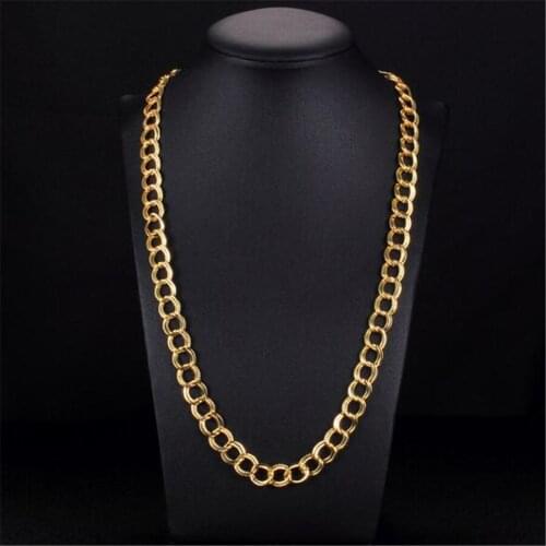 Gold chain rough necklace Hot Long Necklace Fashion Jewelry 18 K 9MM 50cm 20inch Men Chain Necklace Wholesale