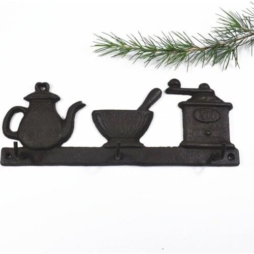 Grinding coffee retro kettle wall-mounted coat rack creative clothing store porch wall decoration iron hook Nordic Simple