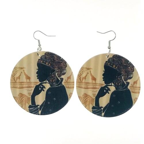 Natural Wood Africa Truth Be Dope Letters Geo Queen Earrings Vintage Party African Afro Hiphop Jewelry Wooden DIY Club Gift