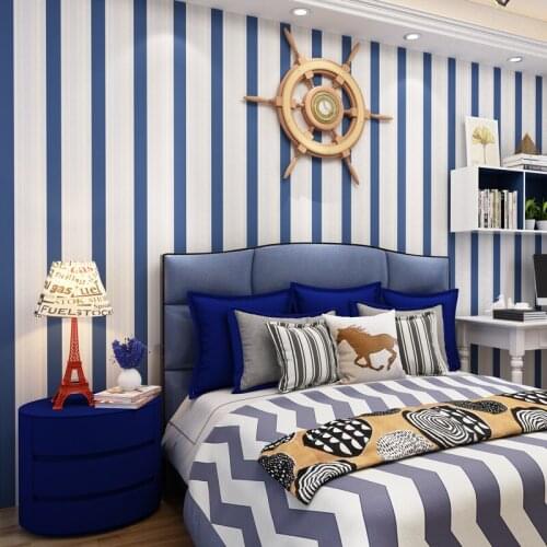 Beibehang New wallpaper living room self-adhesive non-woven wallpaper high-end Mediterranean stripe wallpaper papel de parede