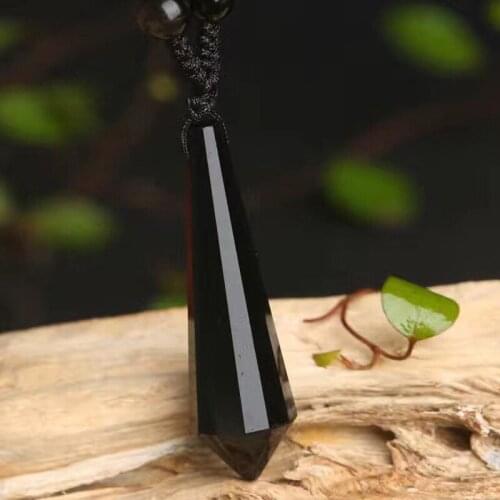 Natural Obsidion Stone energy stone six-pointed star Pendant crystal Carved Pendant Necklace womens Jades Jewelry