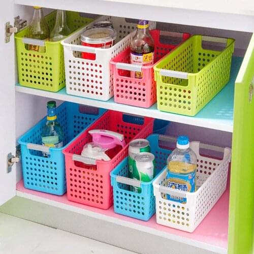 Plastic Storage Basket Desktop Cosmetic Sundries Storage Box Toy Snack Case Makeup Organizer Hollow Bath Baskets