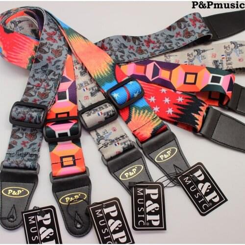 New Style Colorful Pattern Guitar Strap Electric Guitar Acoustic Guitar Folk Guitar Bass Strap Musical Instrument Accessories