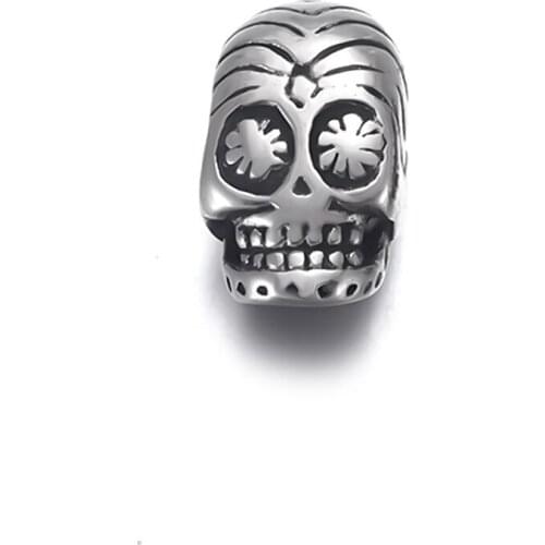 Stainless Steel Skull Bead Spacer Polished 2mm Hole Beads Metal Charms DIY Bracelet Jewelry Making Accessories