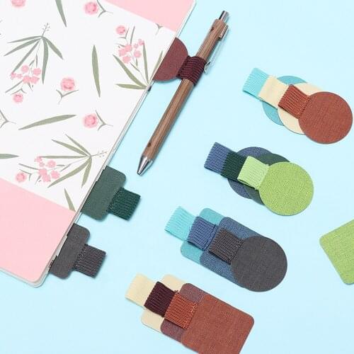 Self-adhesive Pen Holder PU Leather Pen Clip pencil holder Elastic Loop for Notebook Journals calendars Clipboards pen holder