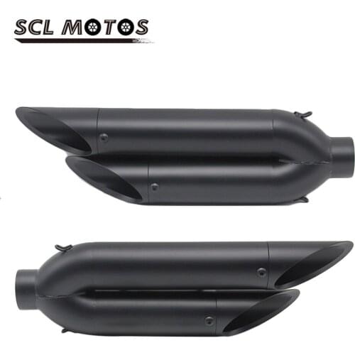 SCL MOTOS Universal Motorcycle Two Holes Carbon Steel Left and Right Exhaust Pipe Muffler Silencer Escape Motorbike Part