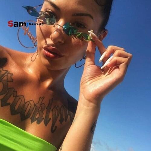 Samjune Orange Flame sunglasses weird womens sunglasses brand designer cat eye Shades For Women Mirror Fire Glasses UV400