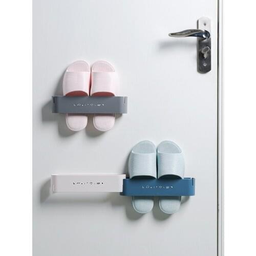 Bathroom Slipper Rack Bathroom wall-mounted shoe rack No-hole shelving