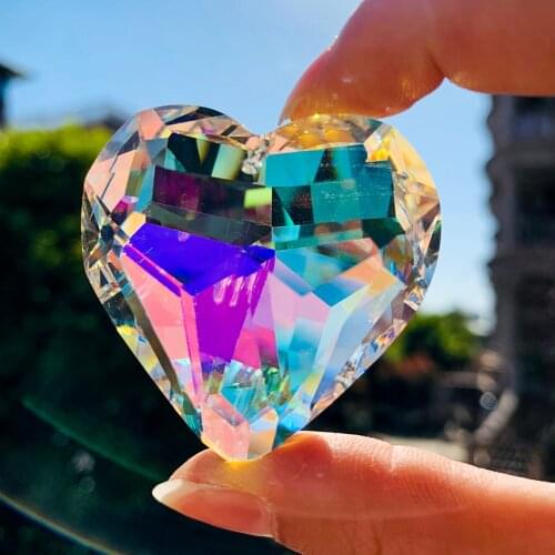 Fire Polished AB Color Heart Crystal Chandelier Accessory Sun Rainbow Catcher Prism Chandelier DIY Necklace Earring Accessory