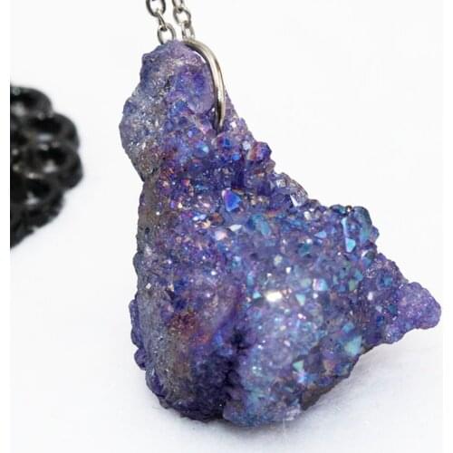 FYJS Unique 10 Pcs Silver Plated Irregular Shape Crystal Dyed Many Colors Pendant Link Chain Necklace Charm Jewelry