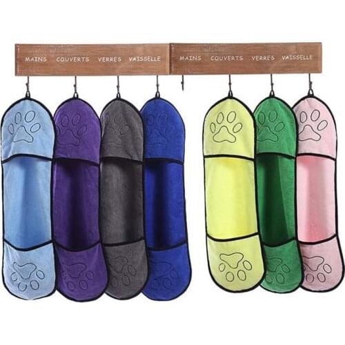 Pet Dog Bath Towel Ultra-Absorbent Microfiber Drying Towel for Small Medium Large Dog Cat Blanket With Pocket Bathrobe