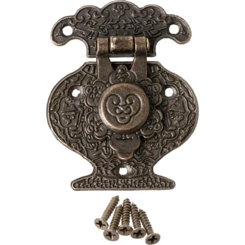 OOTDTY Chinese Old Style Lock Vintage Brass Padlock Wedding Jewelry Box Catch With Key