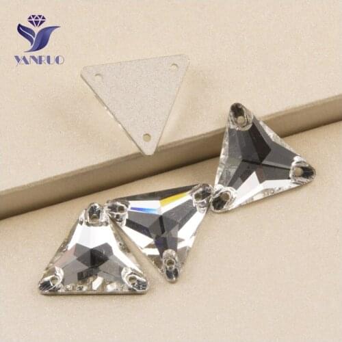 YANRUO 3270 All Sizes Clear Sew On Glitter Strass Triangle Crystal Flatback Rhinestone For Dress Shoes