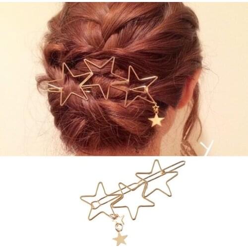 SMJEL Fashion Wedding Accessories Hollow Linked Star Tassel Hair Clip Accessories Vintage Metal Star Hairpin Girl Gift
