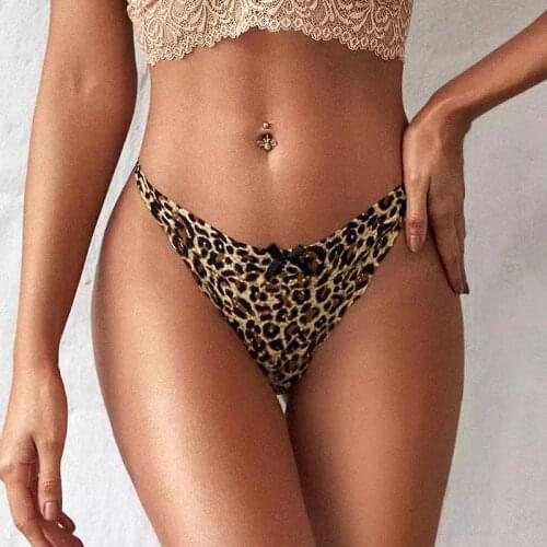 BIONEK Women Seamless Thong G-string Sexy Panty Women’s Underwear T-back Female Underpants Ladies Thongs Leopard Soft Fabric