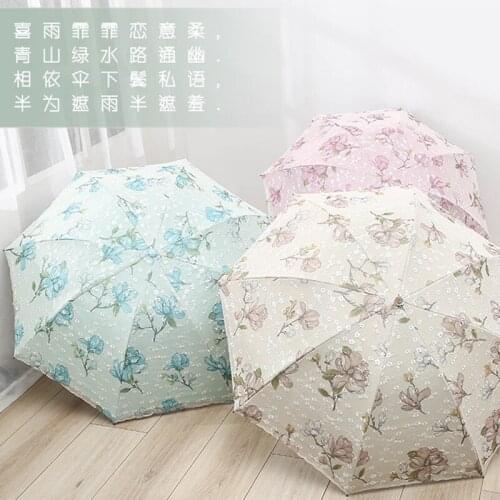 Automatic Folding Umbrella Rain Women Parapluie Black Coating Anti UV Parasol Girls UV Protection Travel Sun Umbrellas
