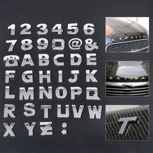 40Pcs DIY 3D Chrome Car Emblem Stickers Alphabet Letter Number Symbol Badge Words Sticker Auto Styling Car Decal Car Accessories