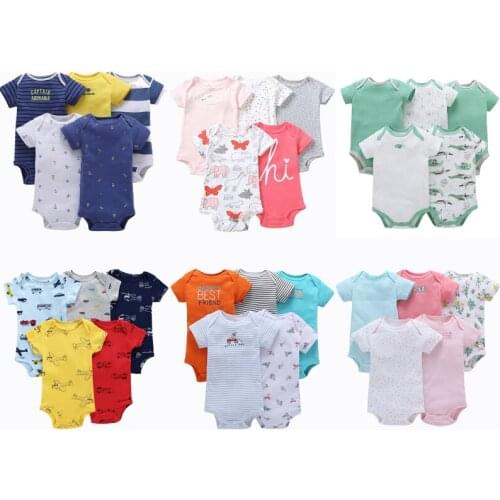 5pcs/Lot Baby Rompers Stripe Boys Clothing Cotton Short Sleeve Toddler Infant Jumpsuits Roupas Bebes Newborn Baby Girls Clothes