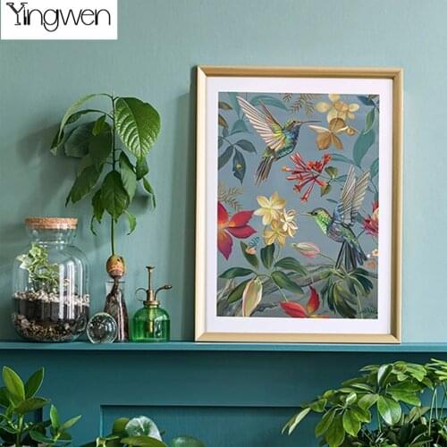 5D DIY Diamond Painting Hummingbird Flower Bird Cross Stitch Kits Full Drill Embroidery Mosaic Picture Of Rhinestones Decor Gift