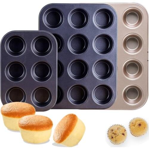 6/12 Holes Carbon Steel Cake Mold Muffin Cup Baking Tray Diy Cupcake Biscuit Cookies Fondant Baking Pan Egg Tart Baking Tool