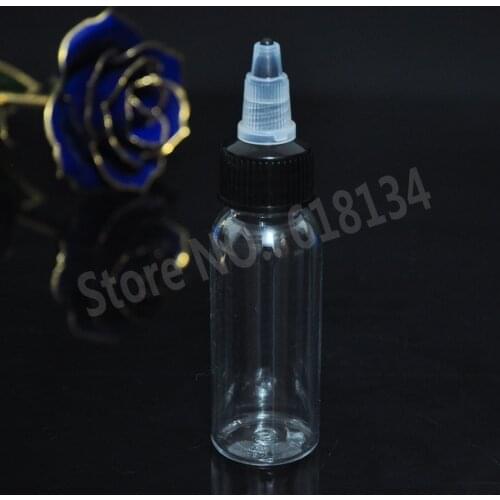 Free shipping premium acid etch 30ml PET transparent beard oil bottle with twisted cap