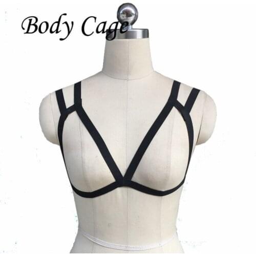 Body Cage Punk Gothic black Body Harness Belt Adjustable harness Strappy Tops Bra Bodysuit Crop Top Bondage Harness belt