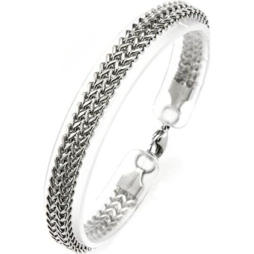 Mens Bracelets Vintage Stainless Steel Braided Hand Chain Man Fashion Punk Party Accessories Goth Men Bracelet Jewelry