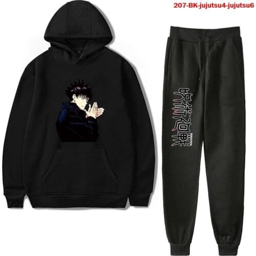 Hot Jujutsu Kaisen Hoodie Unisex Tracksuit 2 Pieces Set Long Sleeve Women Mens Hoodies+Sweatpants Japanese Anime Clothes New