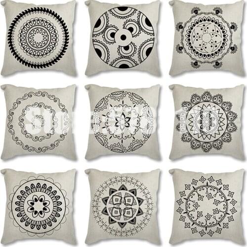 Circle Pattern Throw Pillow Case Black Geometric Cushion Covers for Home Sofa Chair Decorative Linen Pillowcases Car Office Gift